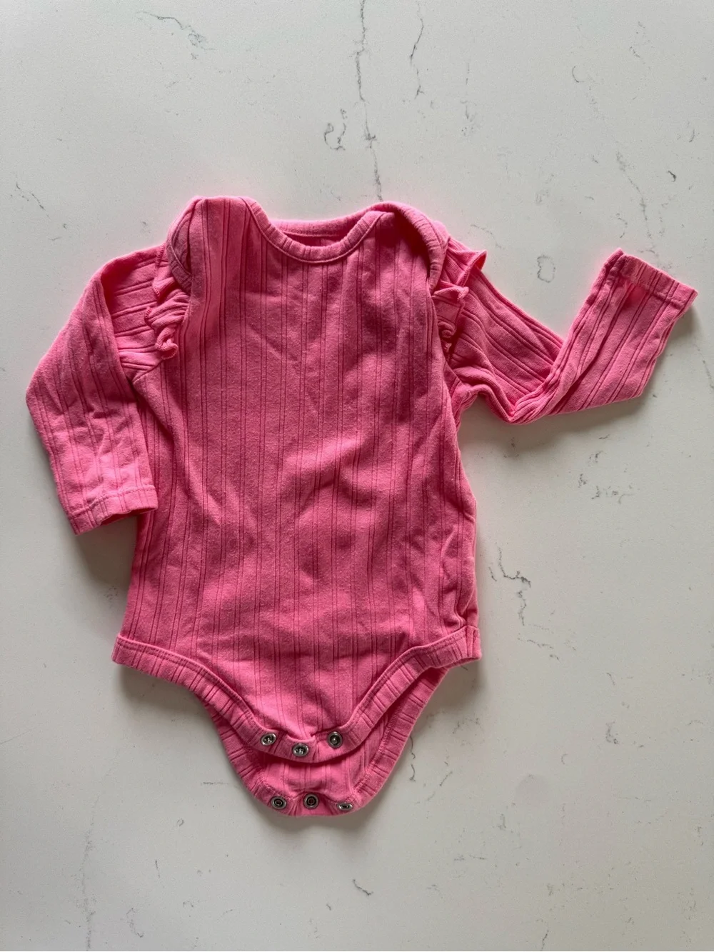 Garanimals Cream Ribbed Baby Onesie with Lavender and Pink Floral Dots